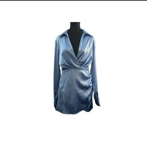 ZARA, Short satin effect dress.